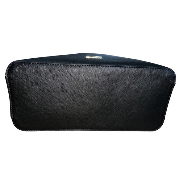 NWT Aldo Black Satchel Tote Bag with White|Black Snake Skin Bag Charm - Picture 5 of 14